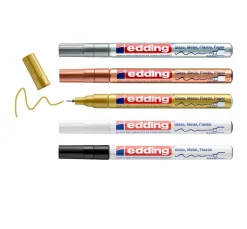 edding Lackfarbe|Stifte>780 Glanzlack-Marker Metallic, Basic, 5er-Set