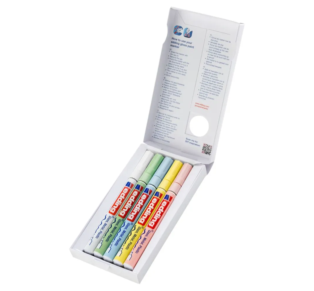 edding Lackfarbe|Stifte>751 Glanzlack-Marker Pastell, 5er-Set