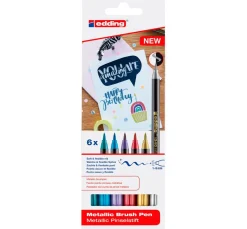 edding Stifte|Kartengestaltung>1340 Pinselstift "Metallic", 6er-Set