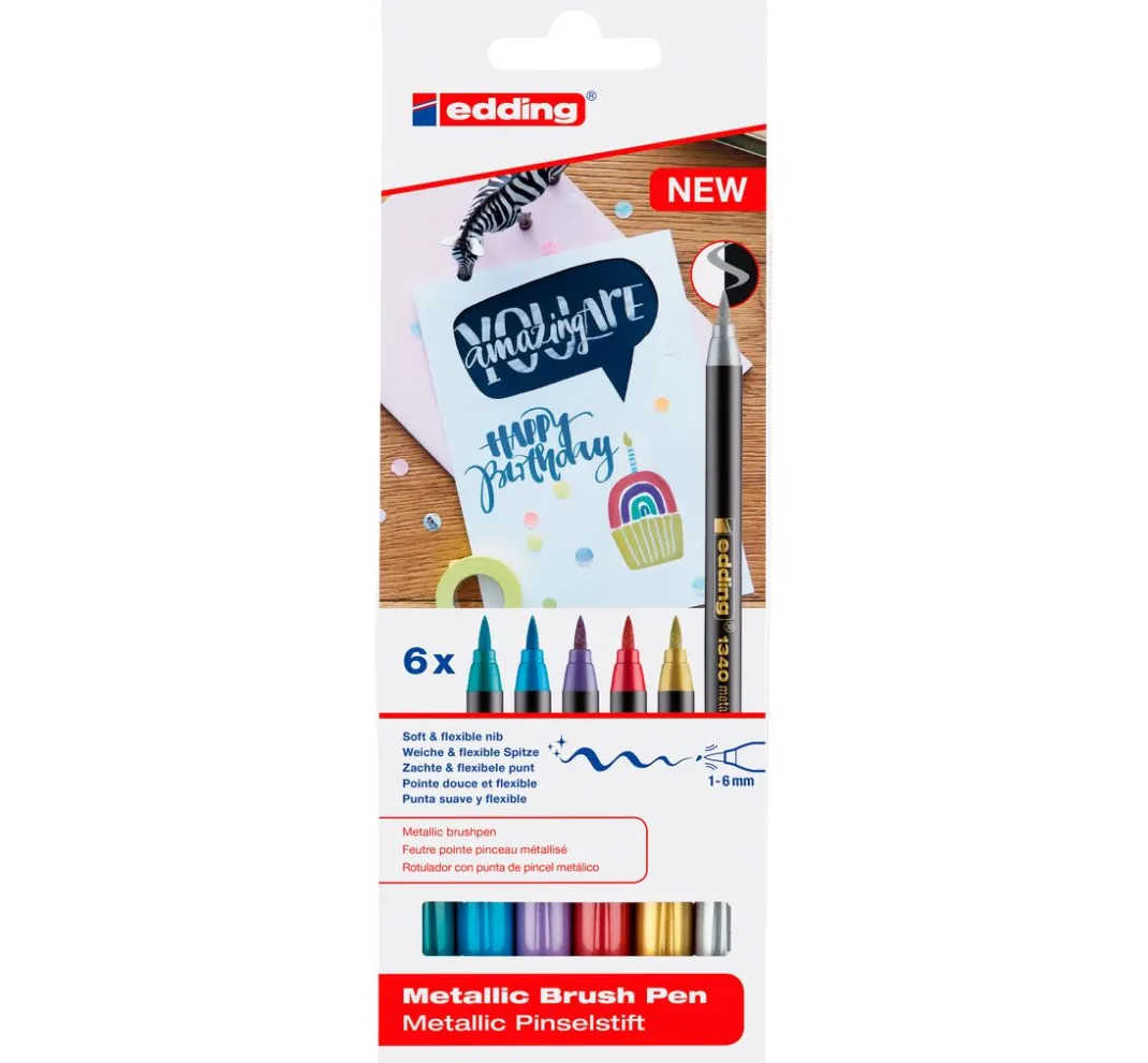 edding Stifte|Kartengestaltung>1340 Pinselstift "Metallic", 6er-Set