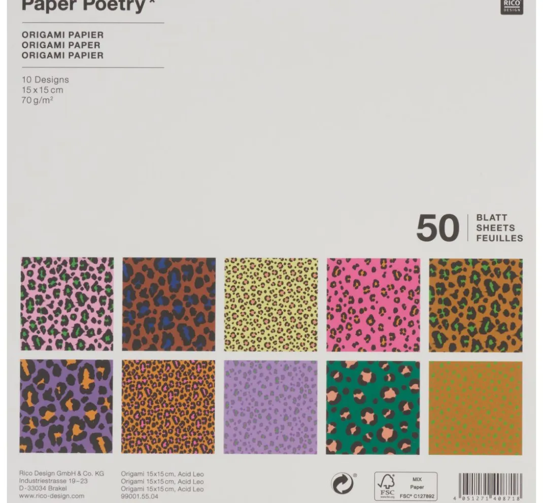 Rico Design Origami & Papier Falten|Farb- & Motivblöcke>Faltblätter "Leo"