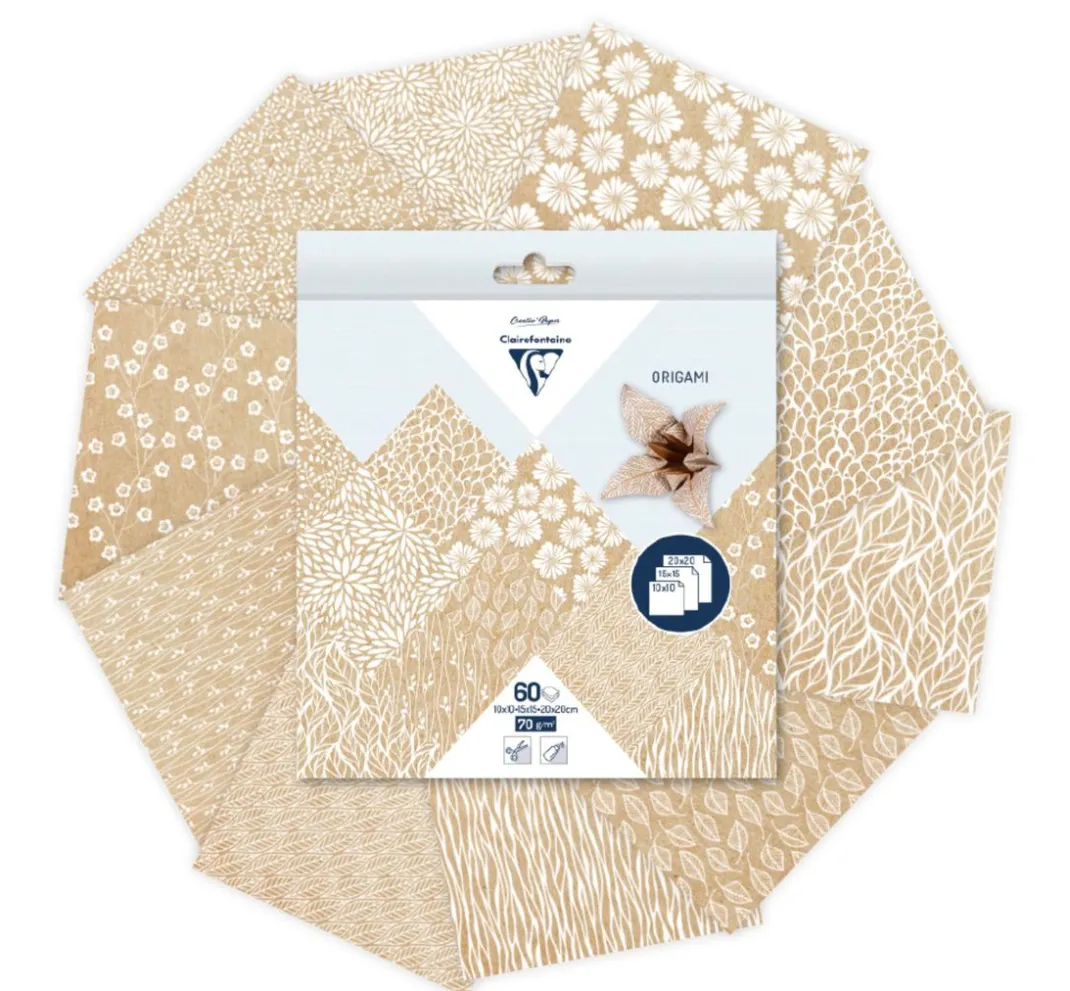 Clairefontaine Origami & Papier Falten|Falt- & Origamipapier>Faltpapier-Sortiment "Kraftpapier Floral"