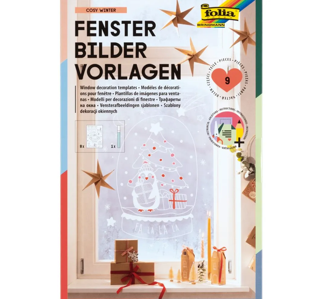 folia Malvorlagen|Glas- & Porzellanmalerei>Fensterbilder Vorlagen "Cosy Winter"