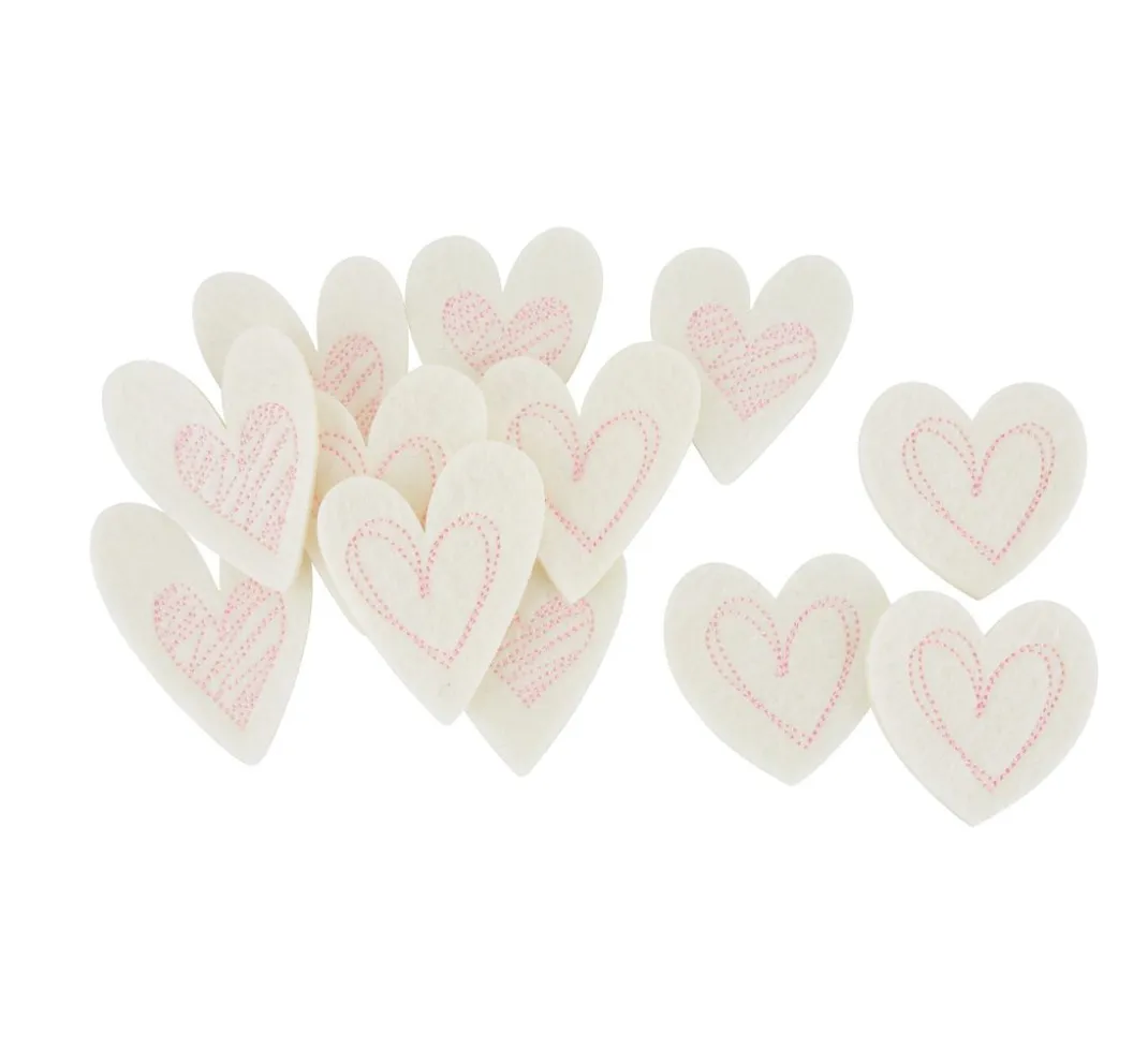HALBACH Streuteile|Scrapbooking>Filz-Streuteile "Herzen Stiched", 12 Stück