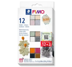 Kinder FIMO Modelliermasse|Modellieren>soft Materialpackung "Boho Effect", 12 Farben