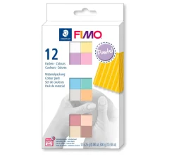 Kinder FIMO Modelliermasse|Modelliermassen>soft Materialpackung "Pastel Colours" 12 Halbblöcke, 300 g