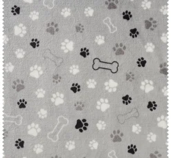 VBS Marktplatz Fleecestoff|Stoff Meterware>Fleece-Stoff "Pfoten und Knochen"