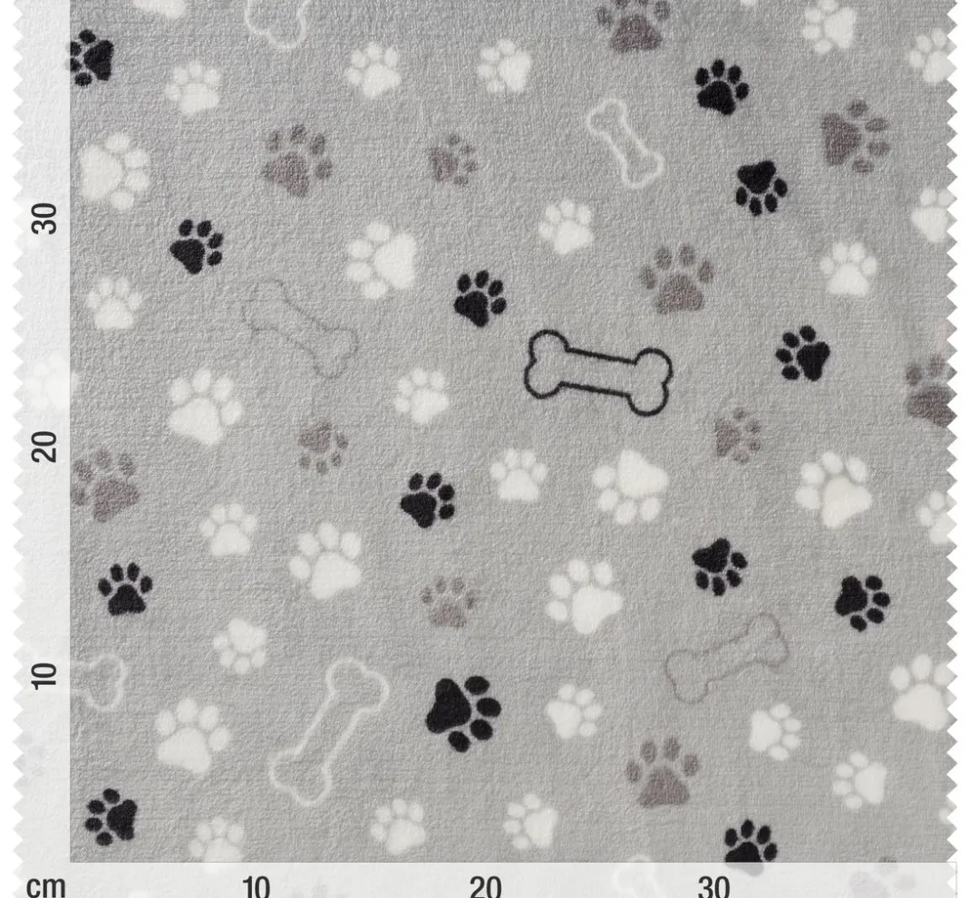 VBS Marktplatz Fleecestoff|Stoff Meterware>Fleece-Stoff "Pfoten und Knochen"