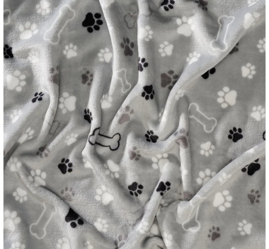 VBS Marktplatz Fleecestoff|Stoff Meterware>Fleece-Stoff "Pfoten und Knochen"