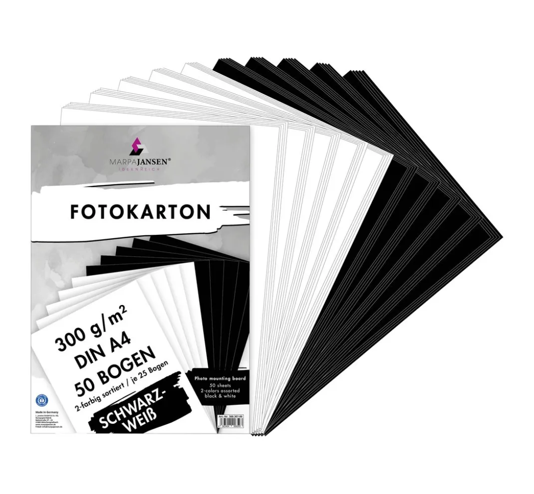 Kinder MarpaJansen Tonpapier & Fotokarton|Papier>Fotokarton-Sortierung "Schwarz-Weiß"