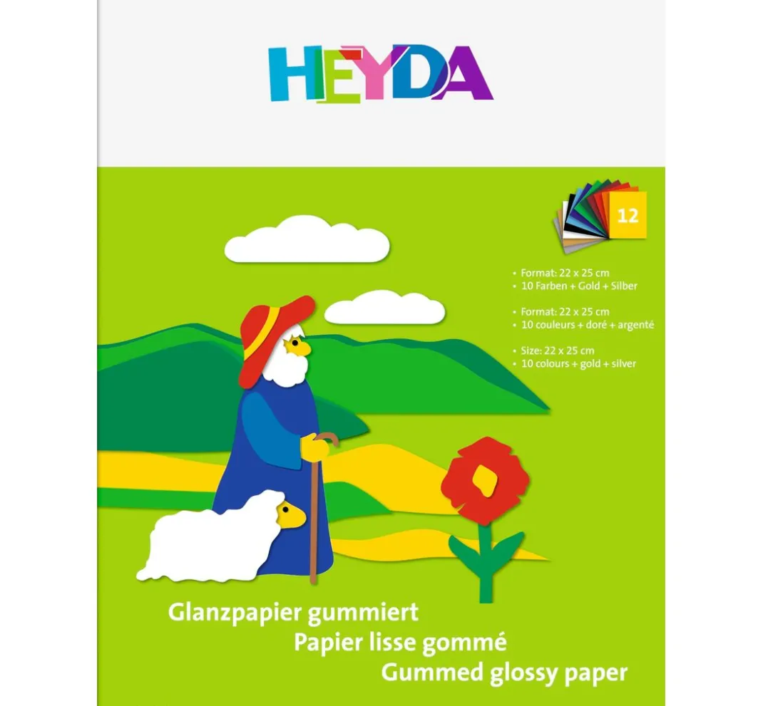 Kinder Heyda Spezialpapier & -Karton|Papier>Glanzpapier-Heft "Farbig sortiert"