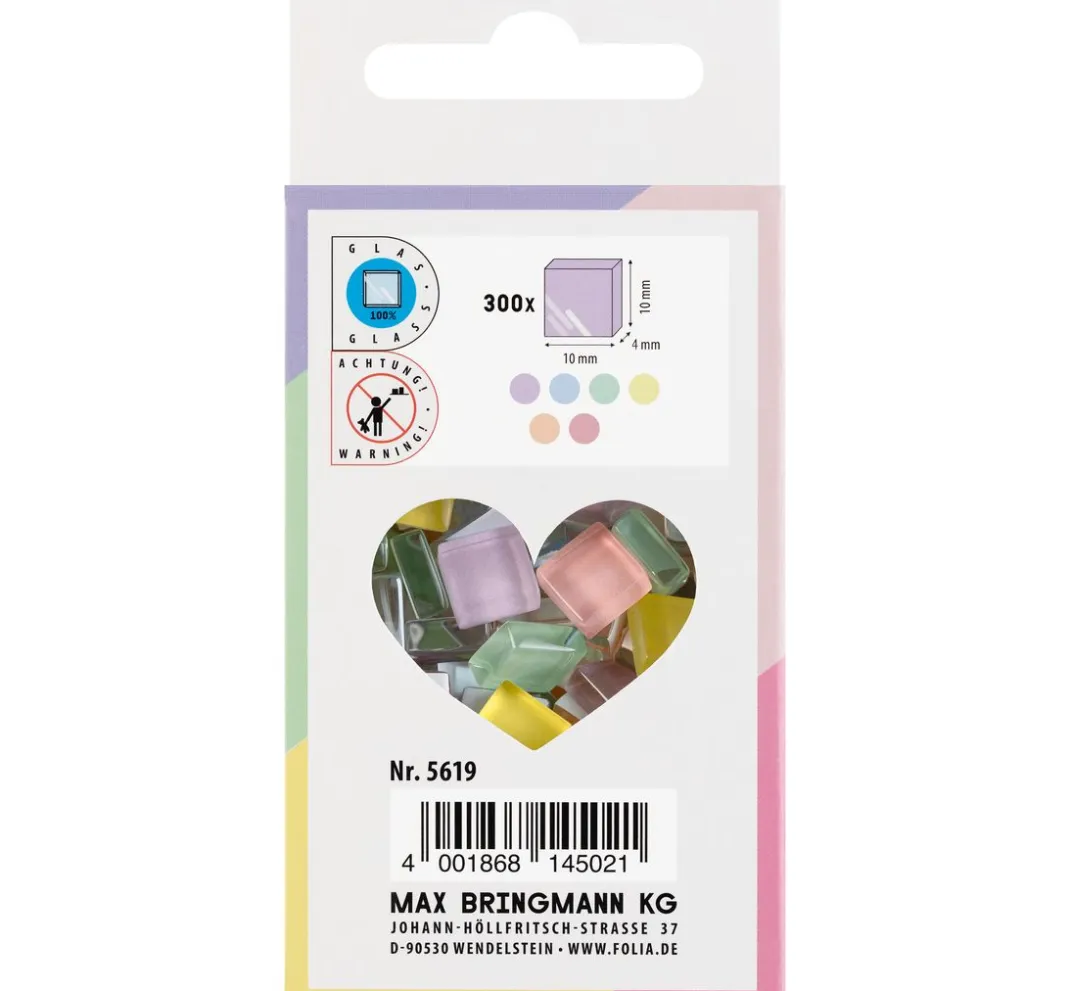 folia Mosaik Basteln>Glas-Mosaiksteine Mix, farbig sortiert