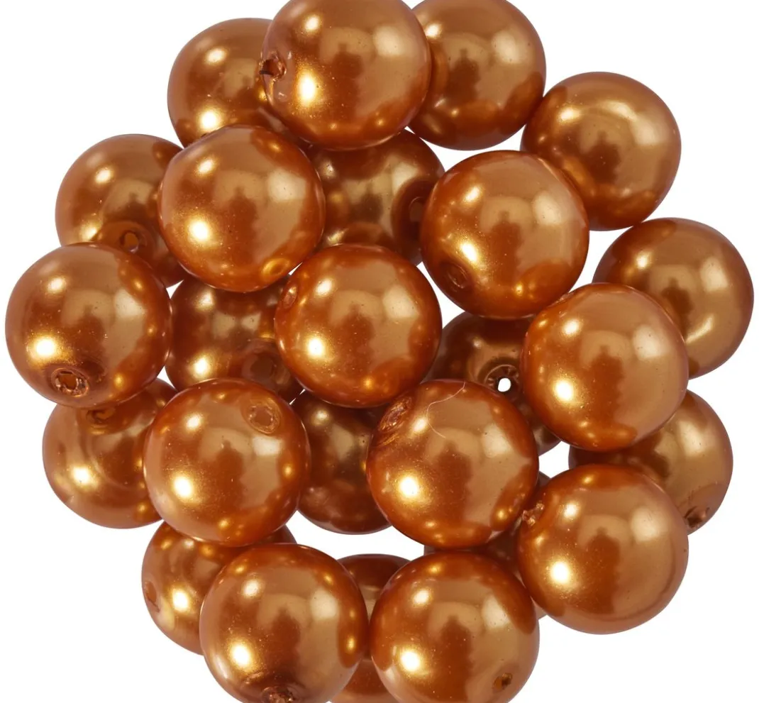 PRACHT Perlensterne|Wachsperlen>Glaswachsperlen, Ø 8mm, 25Stk., goldgelb (hellorange)