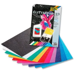 folia Spezialpapier & -Karton>Glitterpapier, 23x33 cm, 10 Blatt farbig sortiert