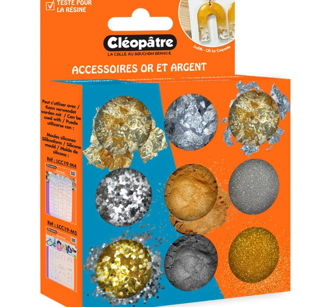 Cléopâtre Schmuck Gießen|Glitter- Und Schneedeko>Gold Silber Partikelmix, 9 Tiegel