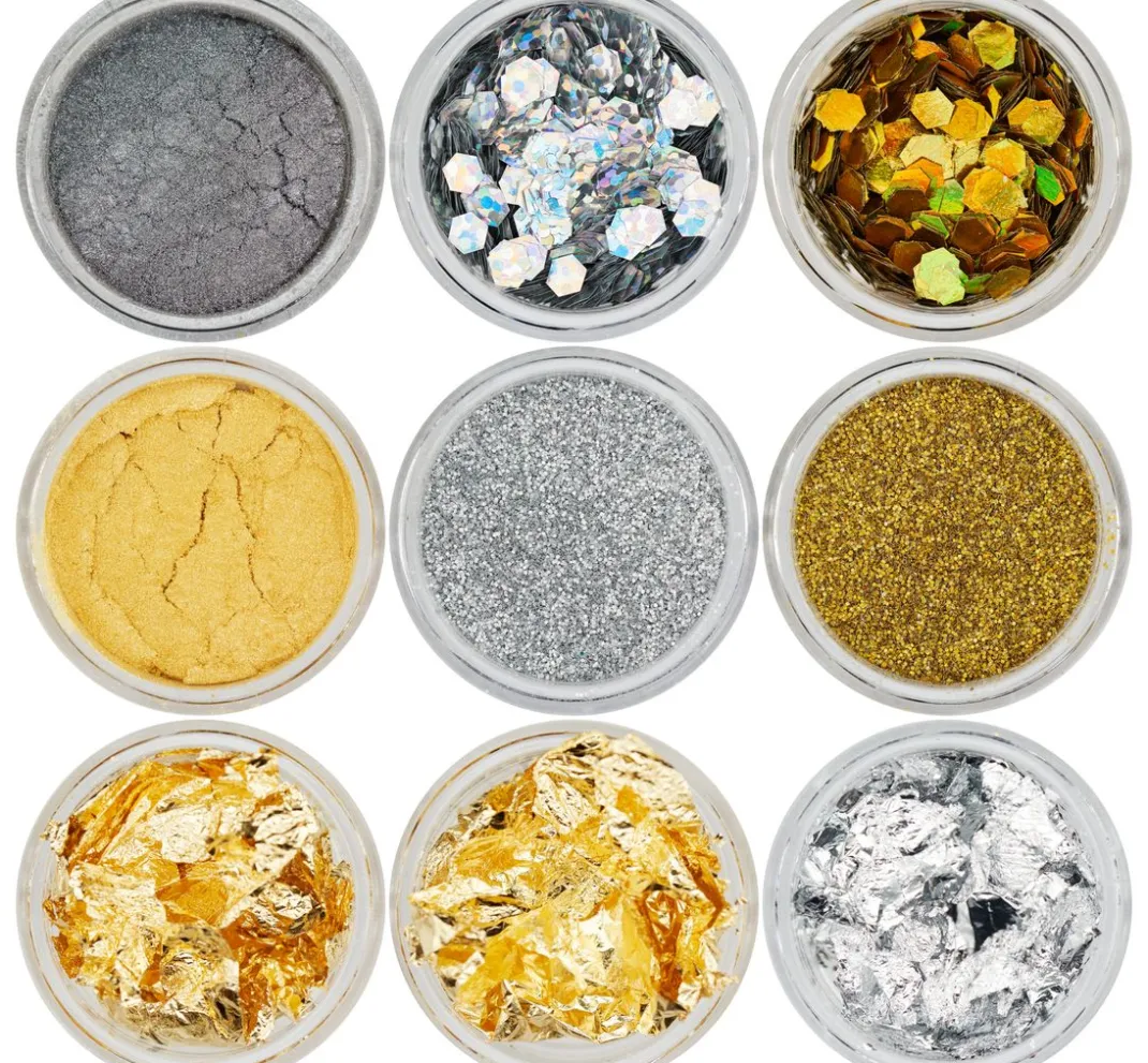Cléopâtre Schmuck Gießen|Glitter- Und Schneedeko>Gold Silber Partikelmix, 9 Tiegel