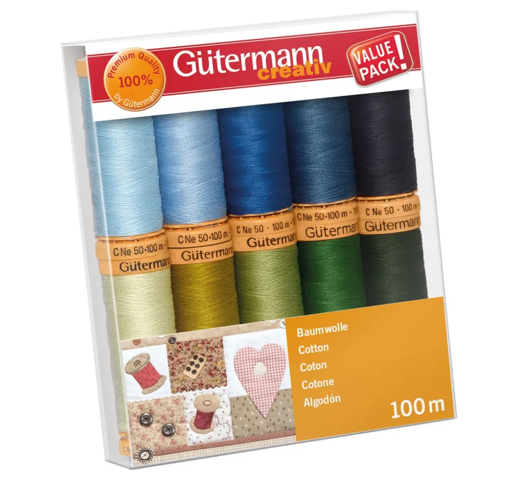 Gütermann creativ Nähgarne & Overlockgarn|Nähsets>Gütermann Nähfaden-Set Baumwolle, 10 Spulen