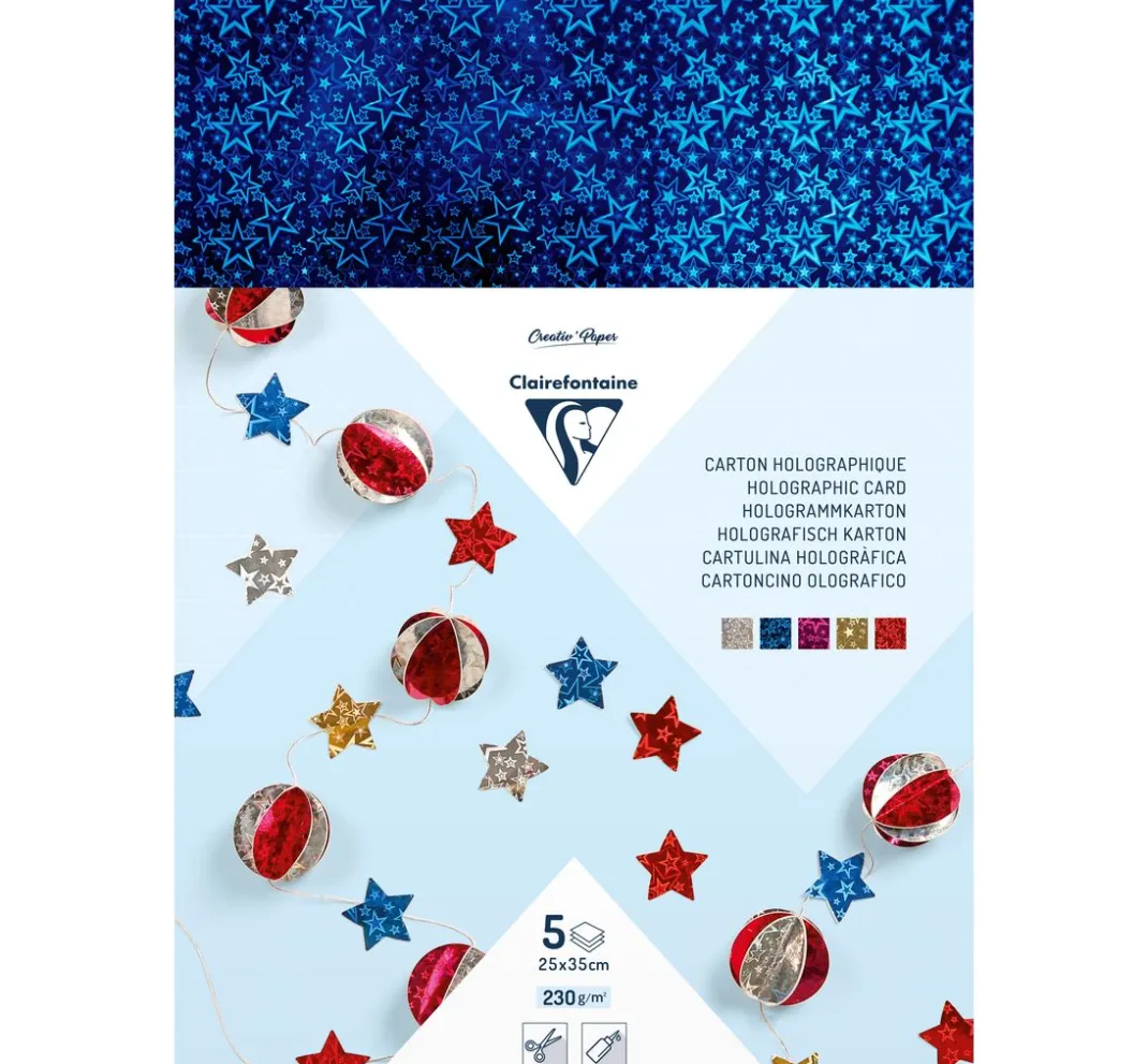 Clairefontaine Spezialpapier & -Karton|Tonpapier & Fotokarton>Holografie-Karton "Sterne"