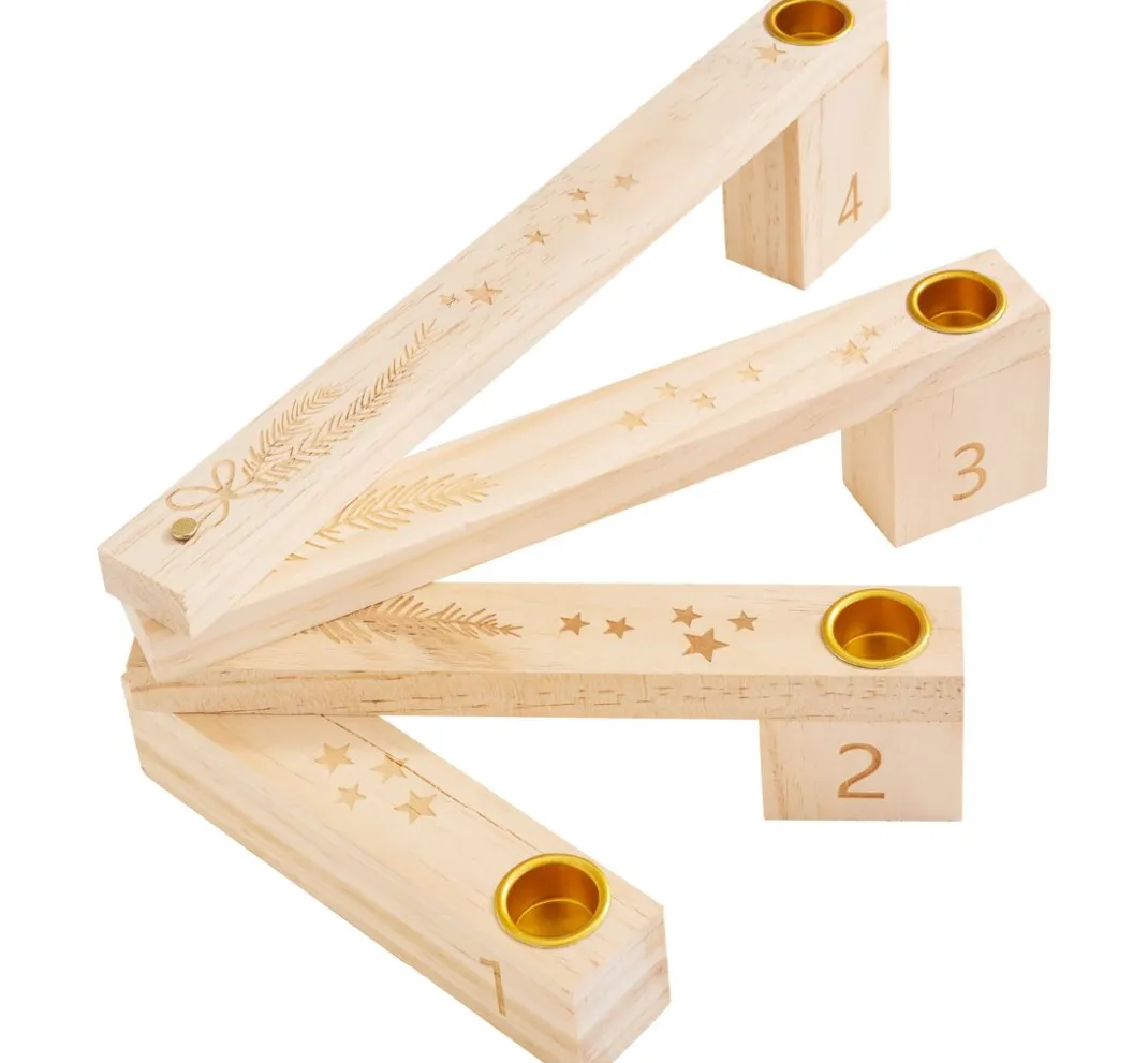ohne Marke Holz, Mdf & Pappmaché>Holz-Adventskerzenhalter, gefächert