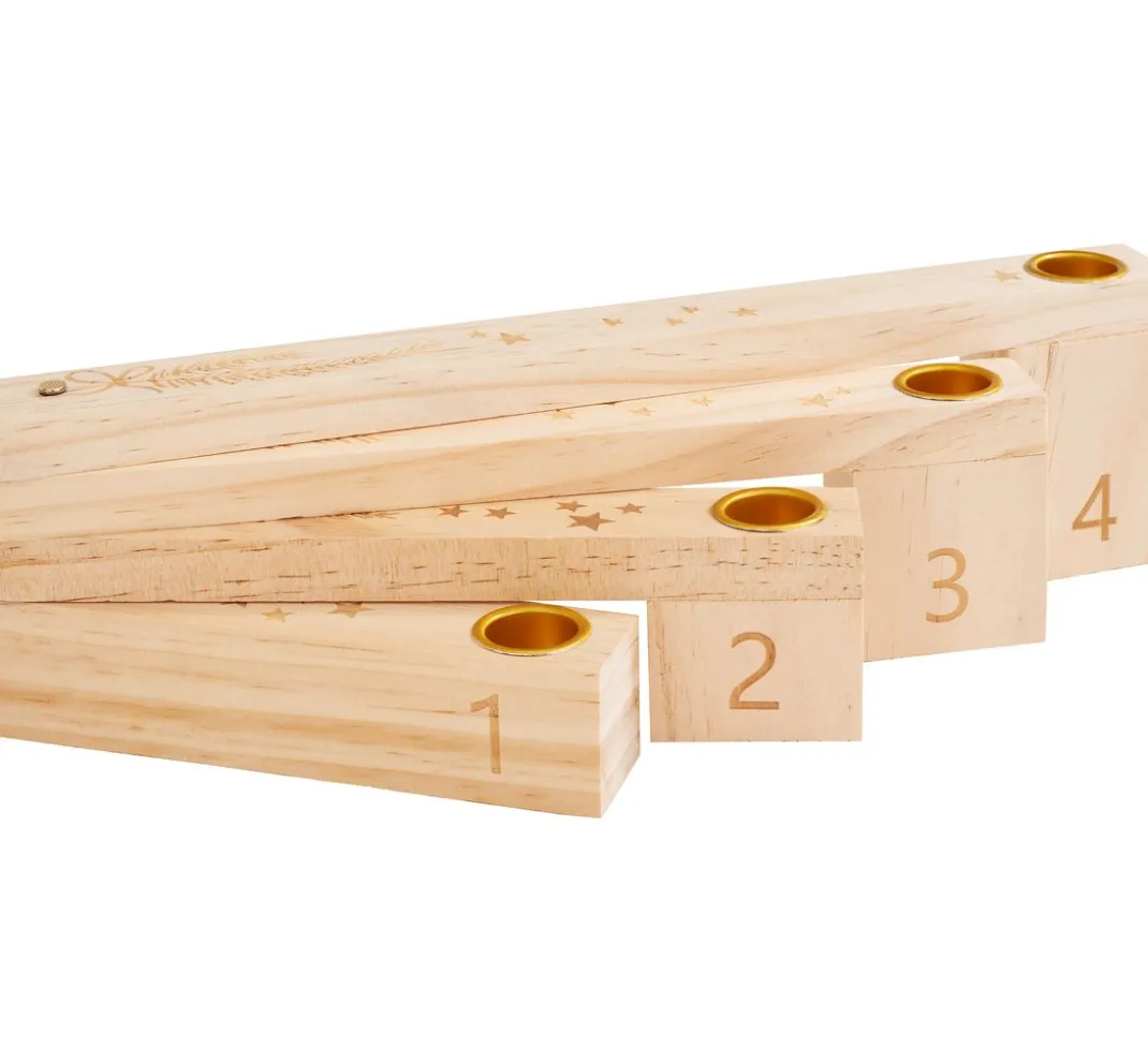 ohne Marke Holz, Mdf & Pappmaché>Holz-Adventskerzenhalter, gefächert