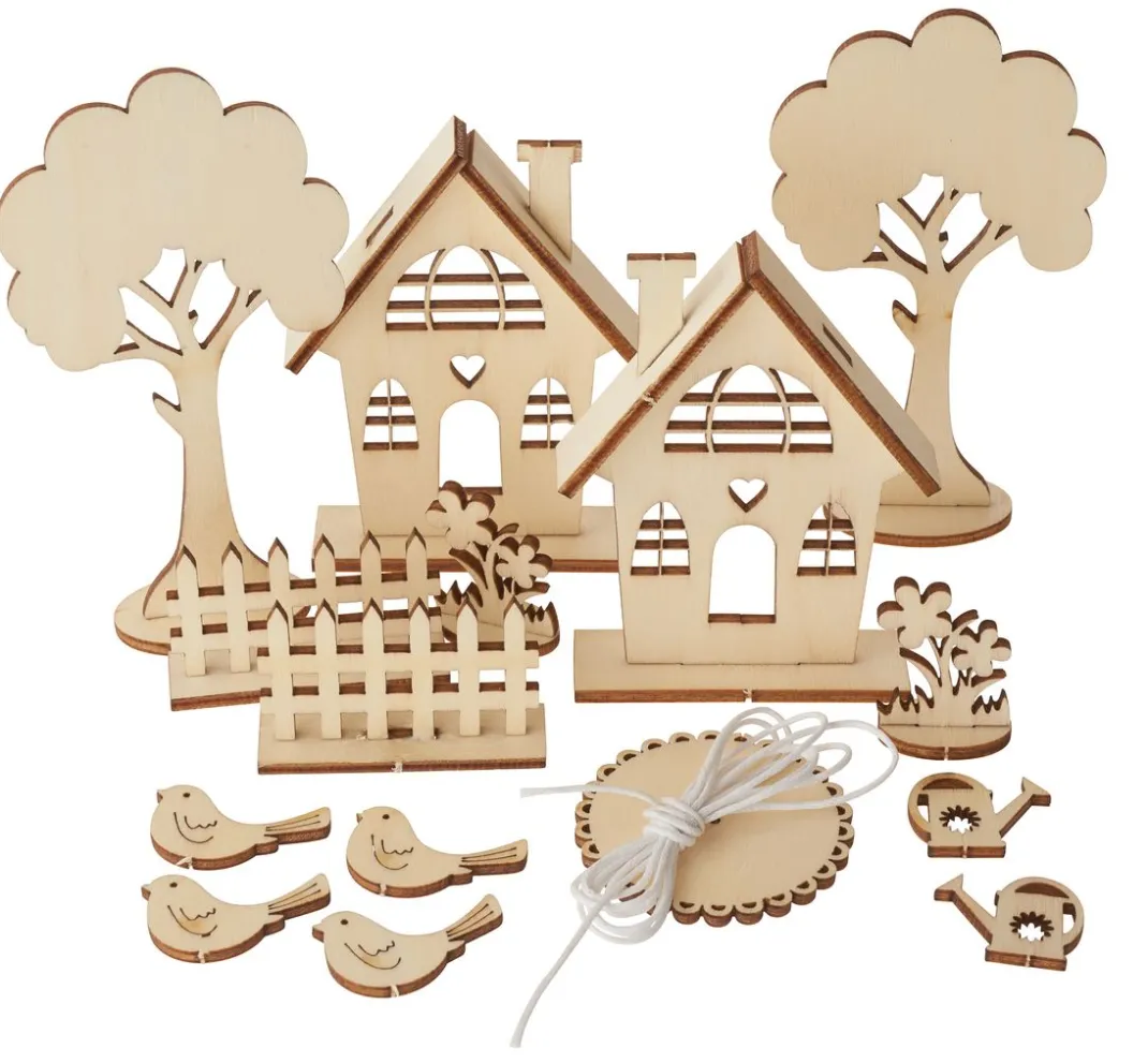 Rayher Dekofiguren & -Objekte|Holz, Mdf & Pappmaché>Holzbausatz "Gartenhäuser"