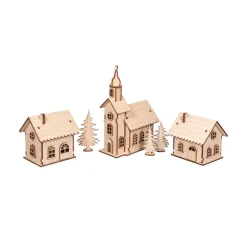 Rayher Holz, Mdf & Pappmaché>Holzbausatz-Lichterdorf, 84-tlg.