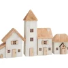 ohne Marke Miniaturen|Dekofiguren & -Objekte>Holz-Häuser, 4 Stück