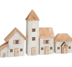 ohne Marke Miniaturen|Dekofiguren & -Objekte>Holz-Häuser, 4 Stück