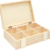 Rico Design Schmuckkästchen & Schmuckständer|Holz, Mdf & Pappmaché>Holz-Kiste / Aufbewahrungsbox mit 6-facher Einteilung