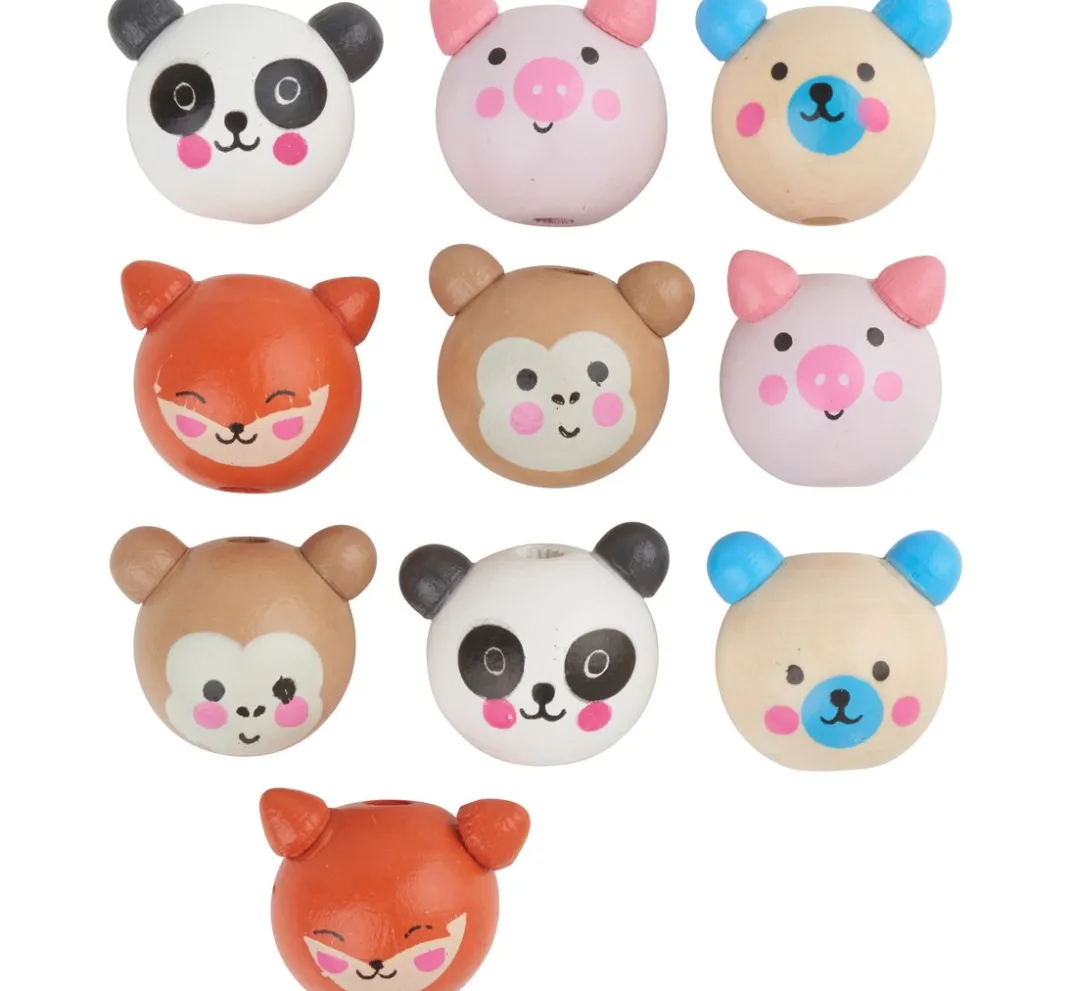 Kinder folia Marionetten & Figuren|Holz>Holzkugeln mit Gesicht "Cute Animals"