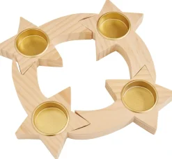 ohne Marke Brandmalerei|Holz, Mdf & Pappmaché>Holz-Metall-Adventsring "Sterne", zum Zusammenstecken