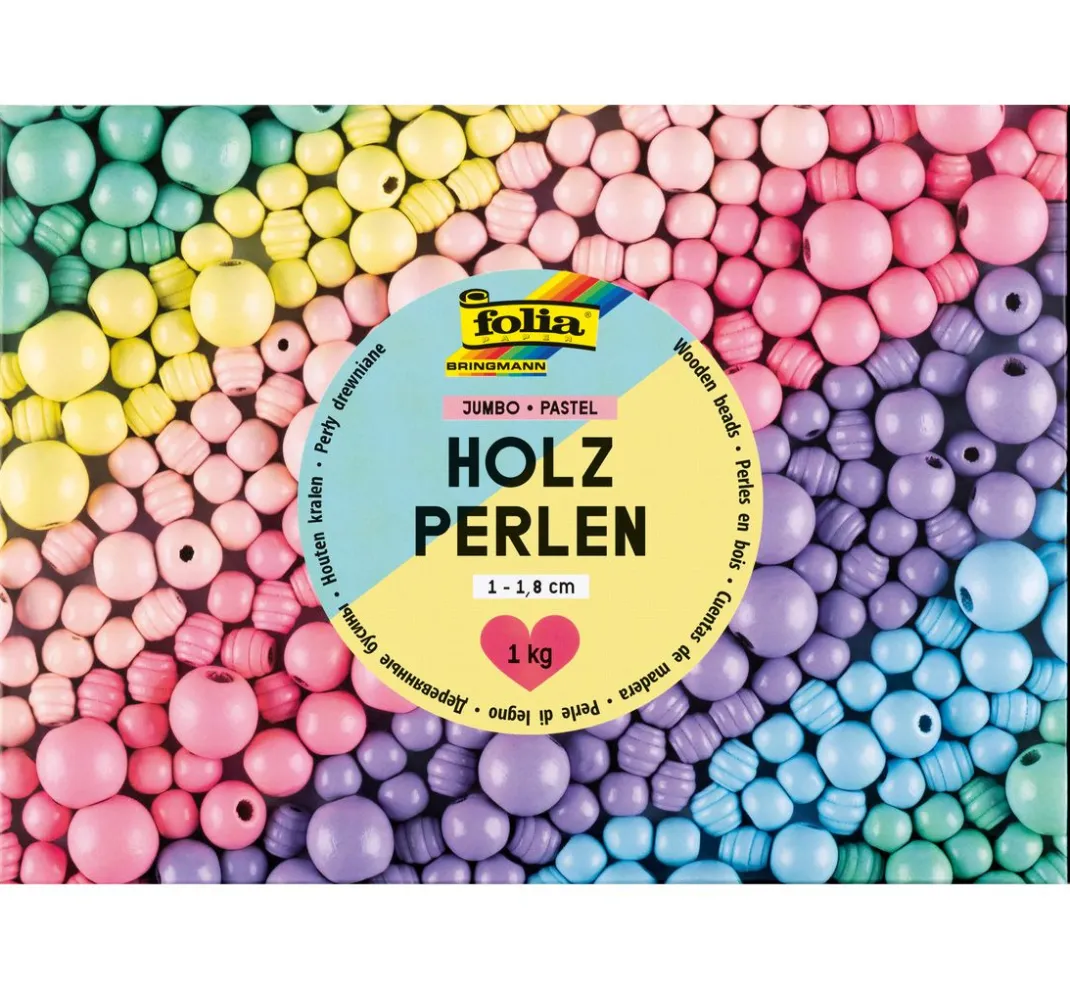 Kinder folia Pompons|Pompons Basteln>Holzperlen Jumbo Pack "Pastell"