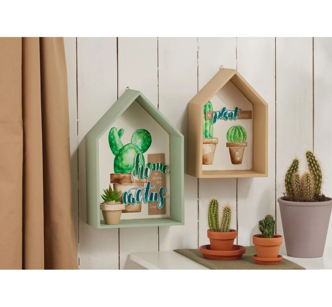 Rico Design Miniaturen|Serviettentechnik>Holzregal "Haus", 2er-Set