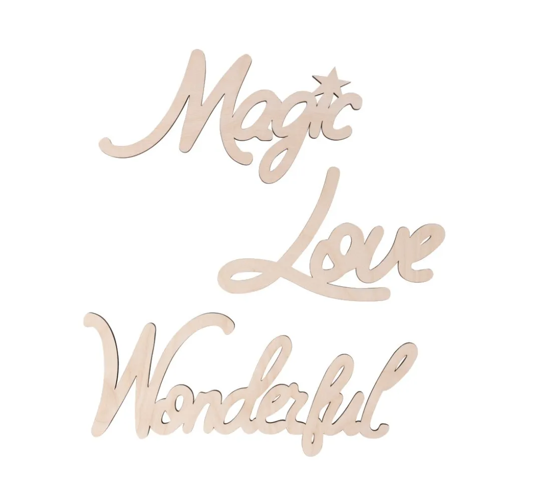 Rayher Décopatch|Holz, Mdf & Pappmaché>Holz-Schriftzüge "Magic-Love-Wonderful", 3er Set