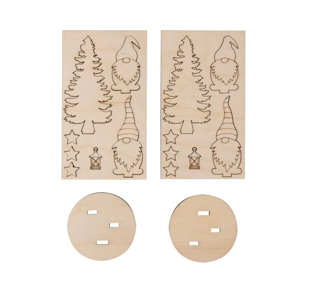 Rayher Dekofiguren & -Objekte|Holz, Mdf & Pappmaché>Holz-Steckmotiv "Wichtel mit Tanne"
