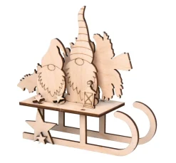 Rayher Dekofiguren & -Objekte|Holz, Mdf & Pappmaché>Holz-Steckmotiv "Wichtel-Schlitten"