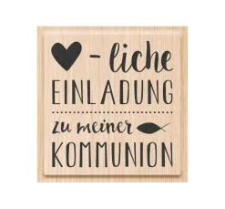 Heyda Stempel & Zubehör|Kartengestaltung>Holzstempel "Herzliche Einladung Kommunion"