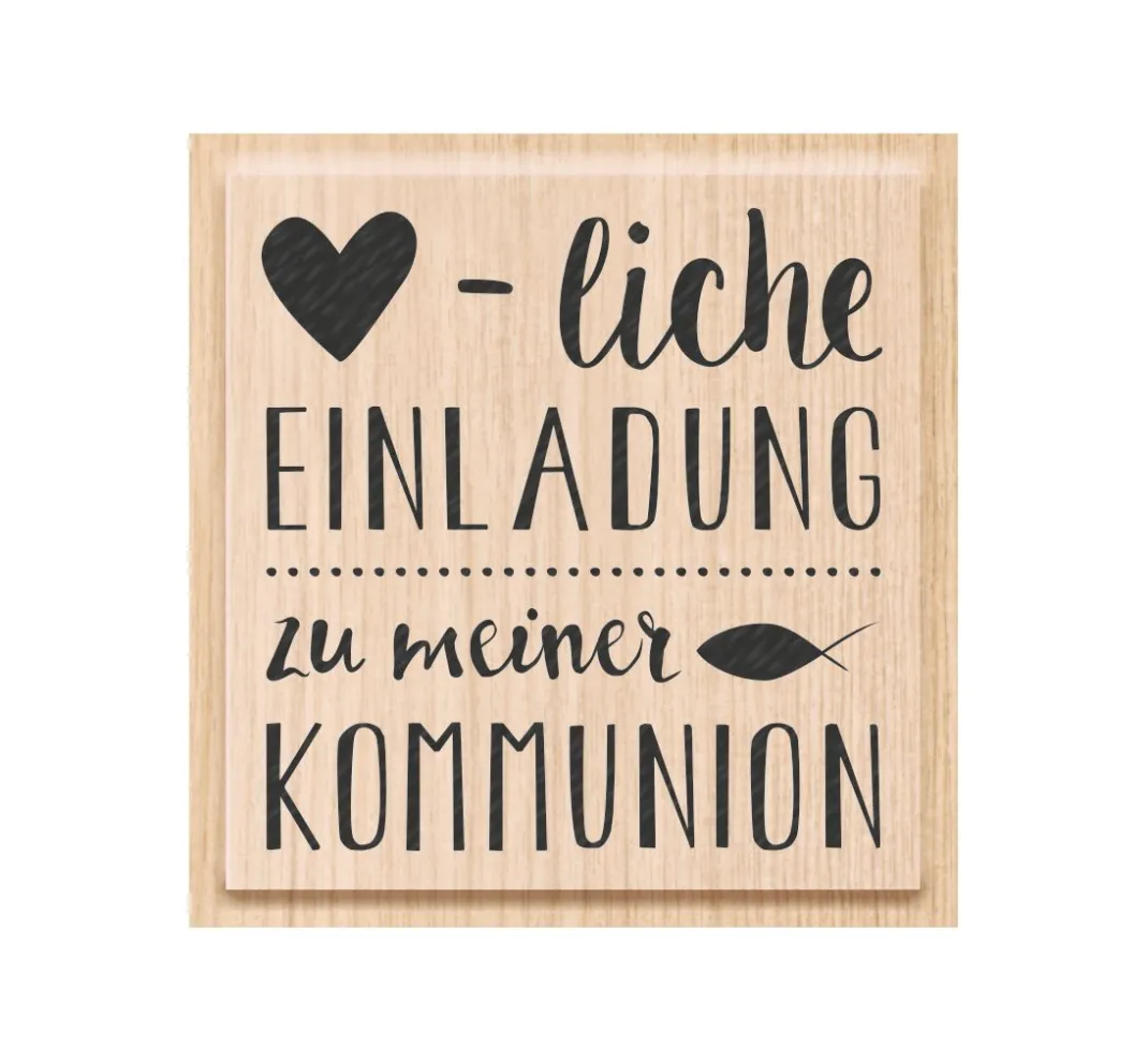 Heyda Stempel & Zubehör|Kartengestaltung>Holzstempel "Herzliche Einladung Kommunion"