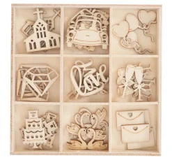 Papermania Streuteile|Dekoelemente>Holz-Streuteile "Hochzeit"