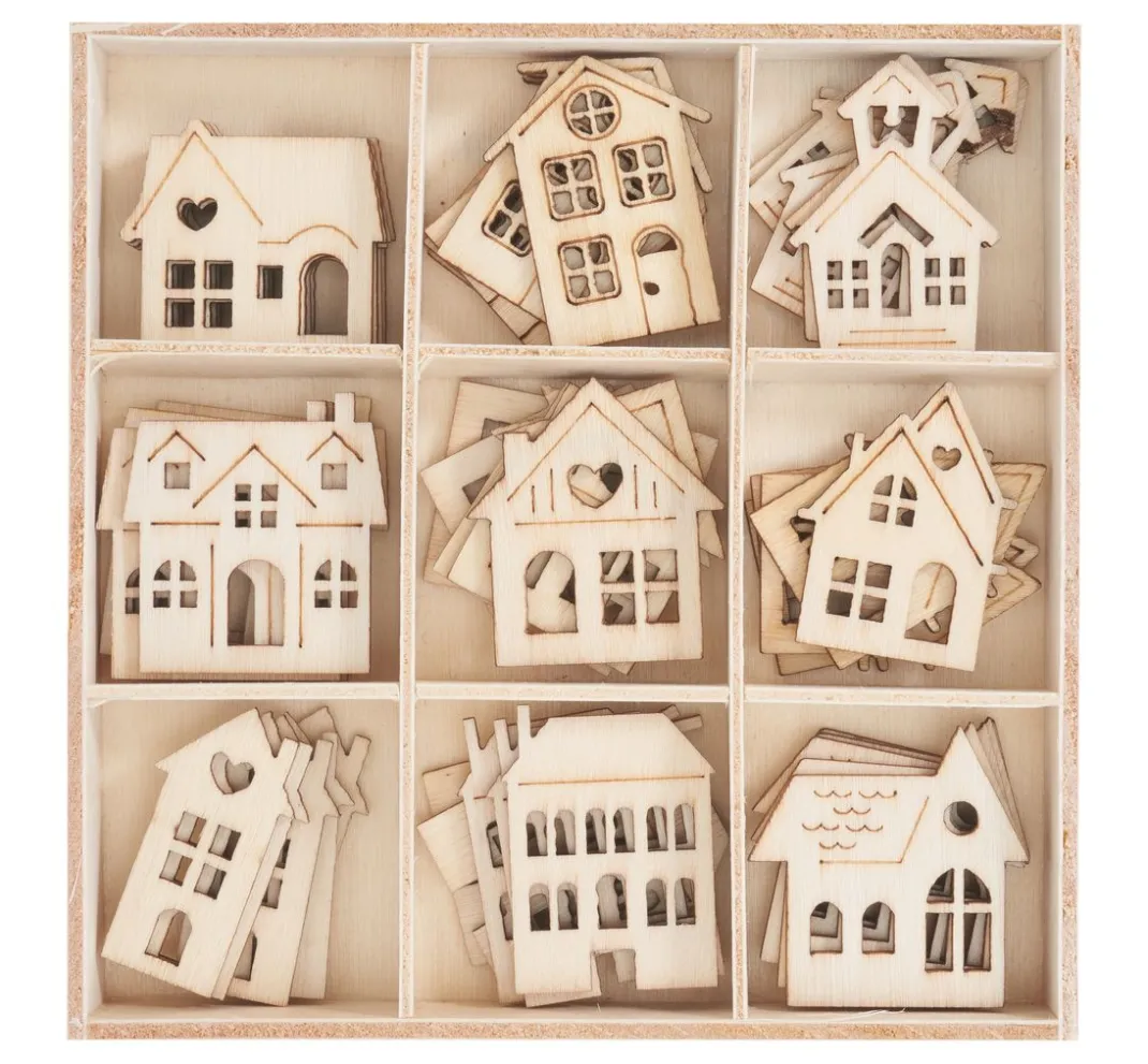 Papermania Streuteile>Holz-Streuteile "Häuser"