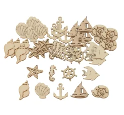 Papermania Streuteile|Dekoelemente>Holz-Streuteile "Maritim", 45 Stück