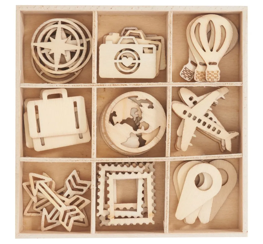 Papermania Streuteile|Dekoelemente>Holz-Streuteile "Reise"