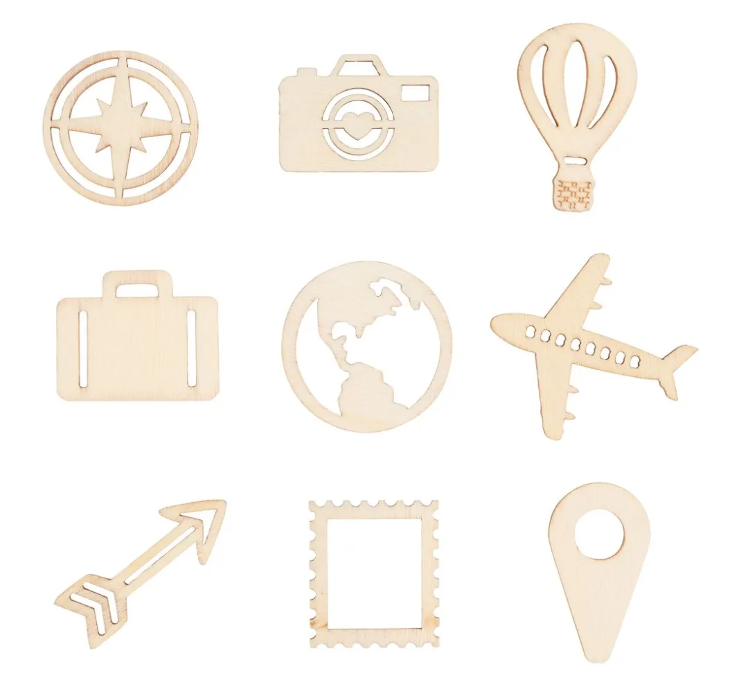 Papermania Streuteile|Dekoelemente>Holz-Streuteile "Reise"