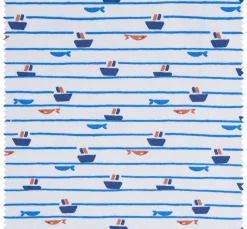 VBS Marktplatz Jerseystoff|Stoff Meterware>Jersey-Stoff "Boote und Fische"