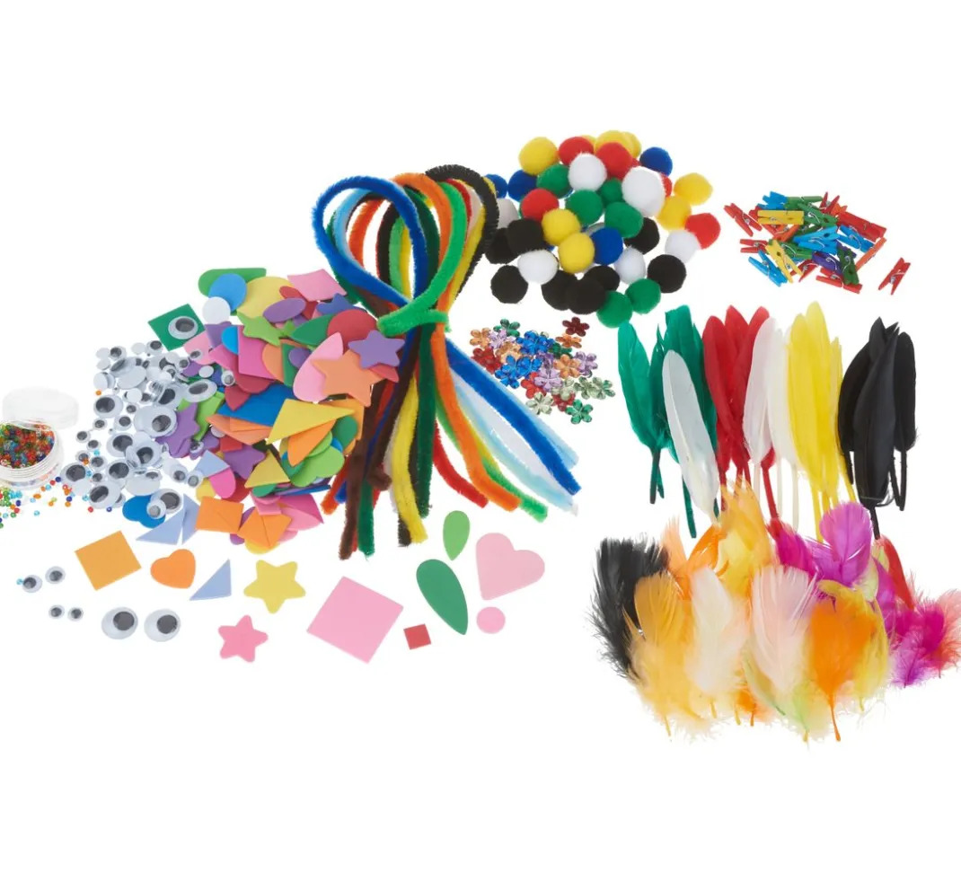 Kinder GLOREX Deko-Bastelsets|Bastelzubehör>Jumbo Bastel-Mix, ca. 1.000 Teile