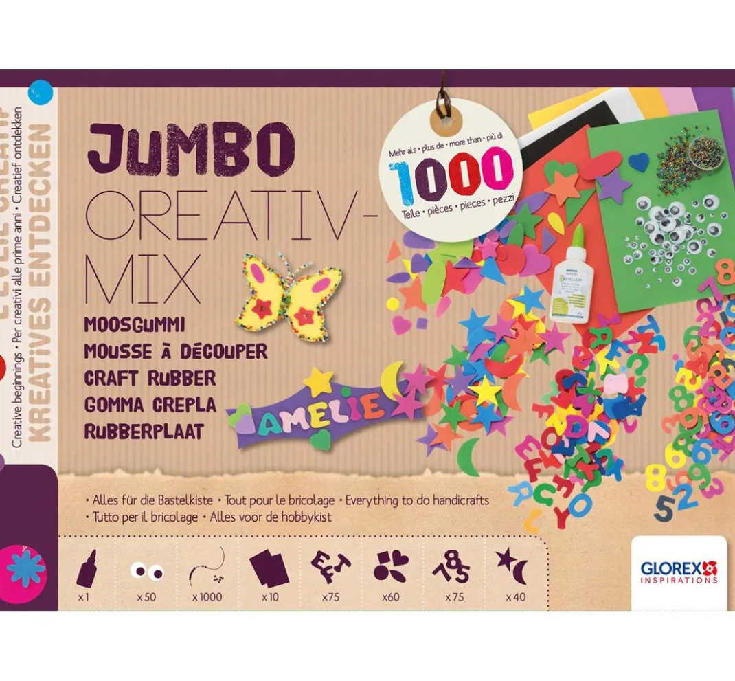 Kinder GLOREX Deko-Bastelsets|Moosgummi>Jumbo Creativ-Mix "Moosgummi", ca. 1.000 Teile