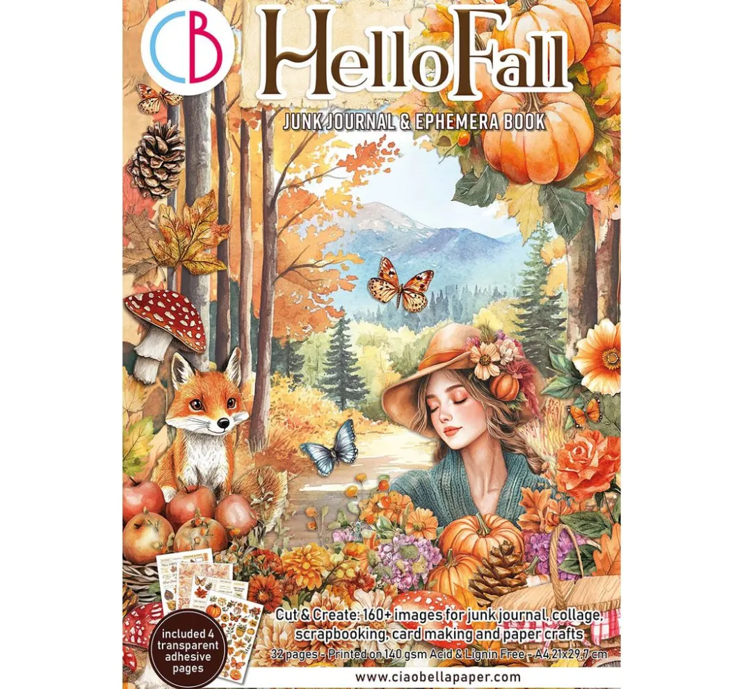 Ciao Bella Papier-Bastelsets|Farb- & Motivblöcke>Junk Journal & Ephemera Book "Hello Fall"