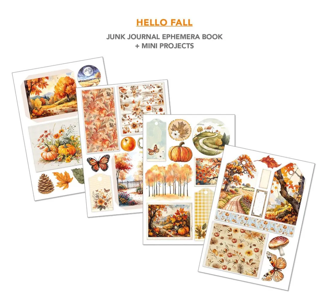 Ciao Bella Papier-Bastelsets|Farb- & Motivblöcke>Junk Journal & Ephemera Book "Hello Fall"