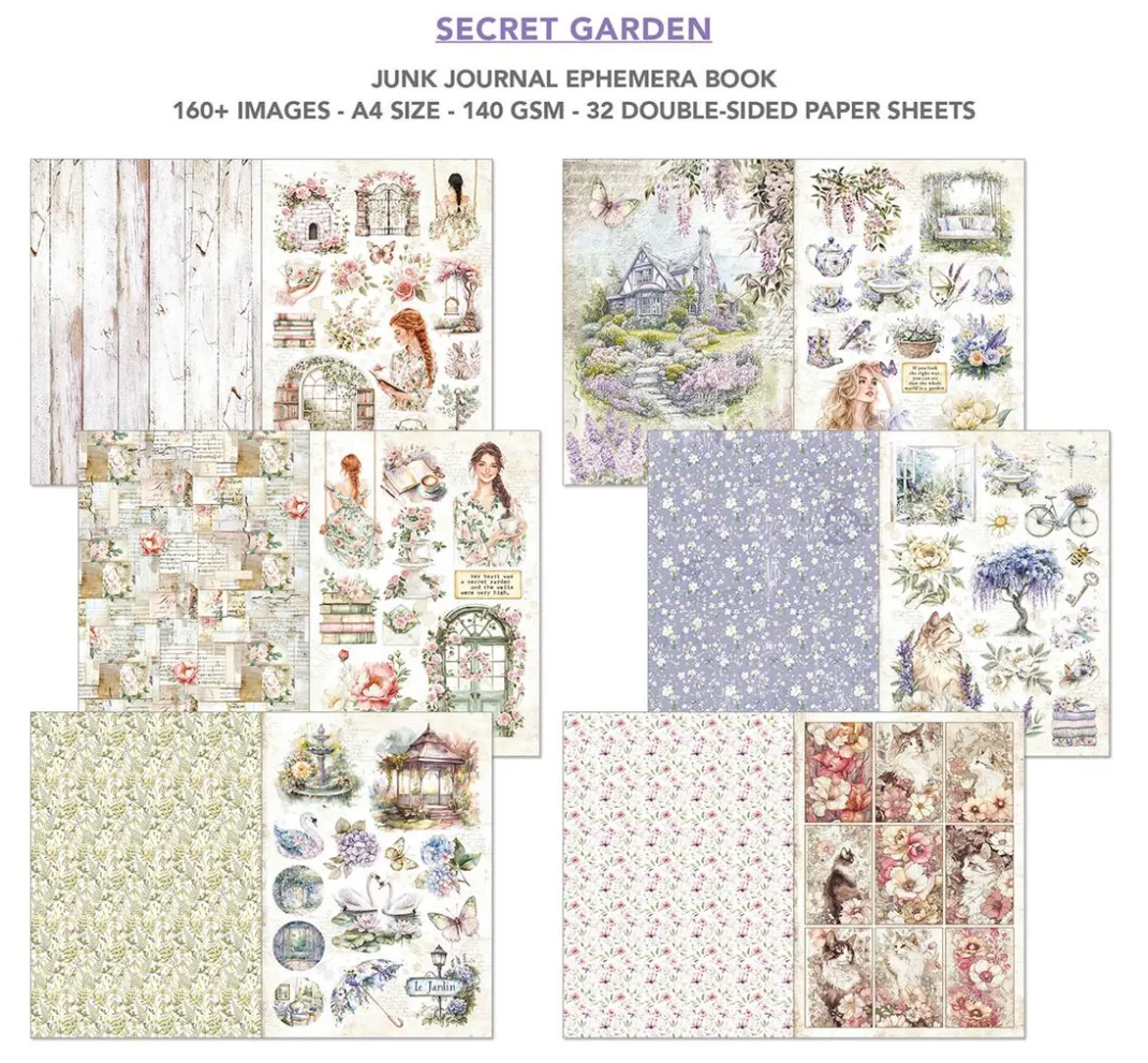 Kinder Ciao Bella Papier-Bastelsets|Papier-Bastelsets>Junk Journal & Ephemera Book "Secret Garden"