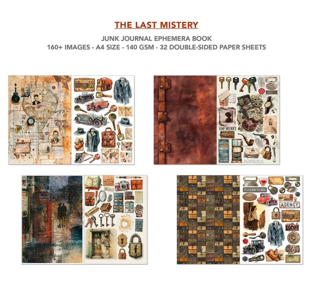 Ciao Bella Papier-Bastelsets|Farb- & Motivblöcke>Junk Journal & Ephemera Book "The Last Mystery"